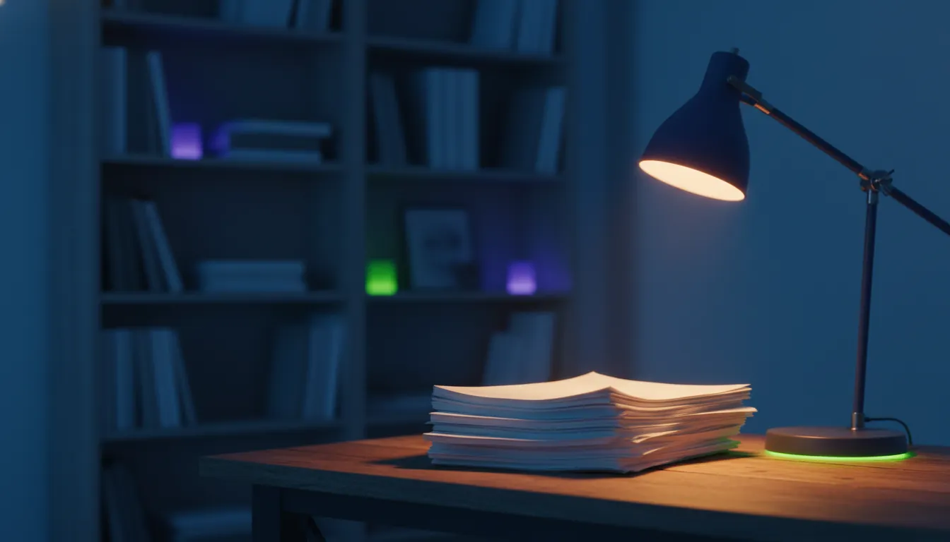 A stack of patient consent forms on a wooden desk in a softly lit office.
