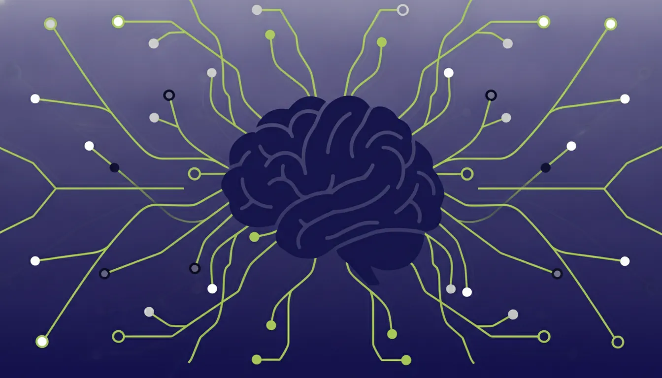 A minimalist illustration of a brain and neurons representing AI in diagnostics.