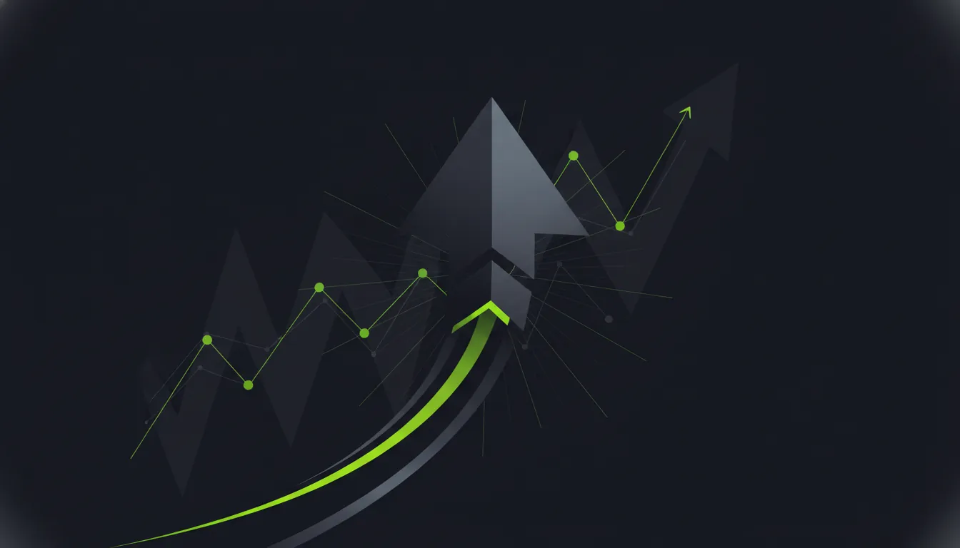 Minimalist illustration of a rising stock market arrow