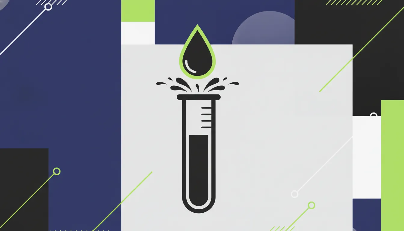 A minimalist illustration of a test tube with a drop of liquid, representing laboratory efficiency.