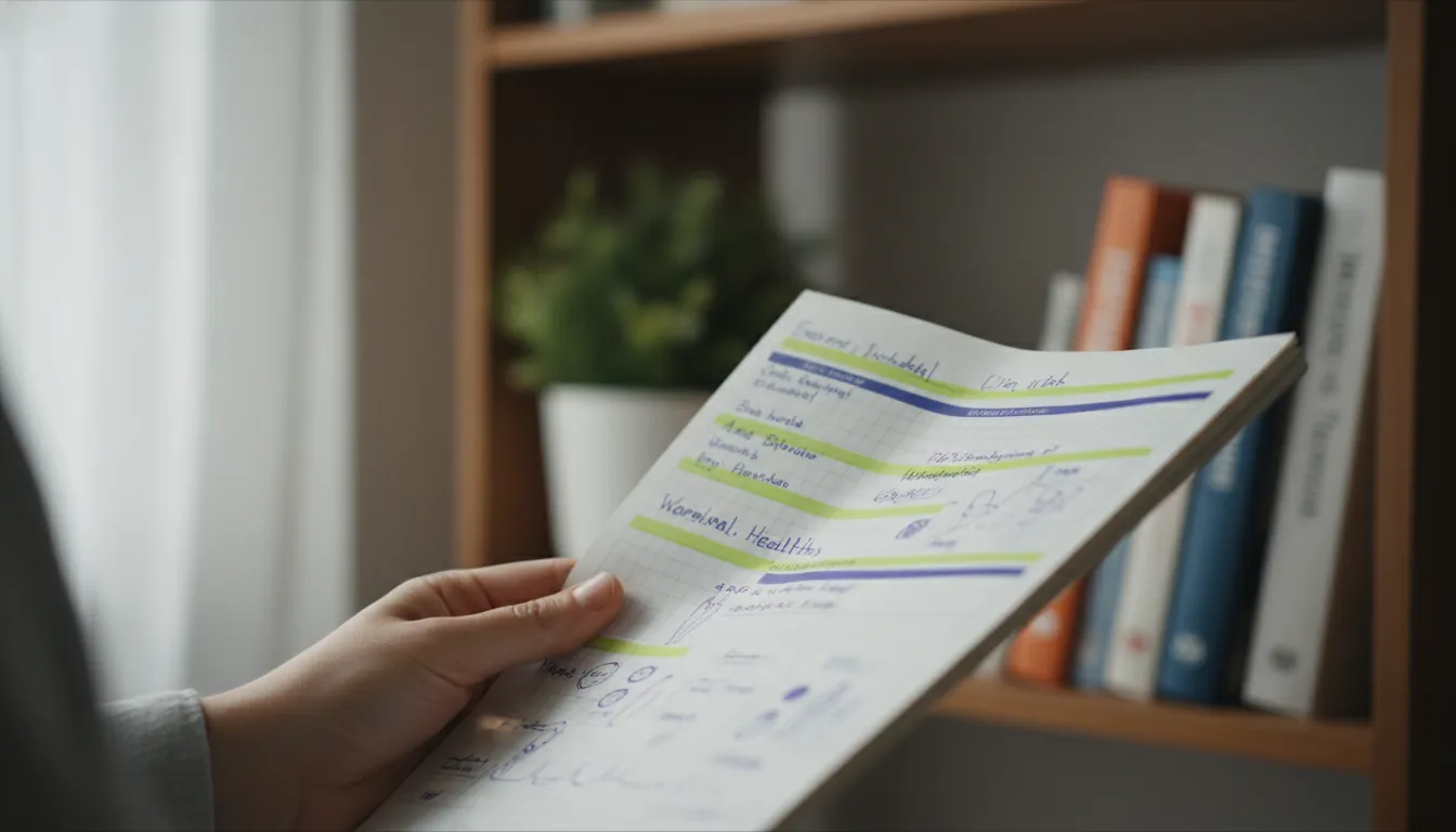 A hand holding a medical chart in a clinical setting