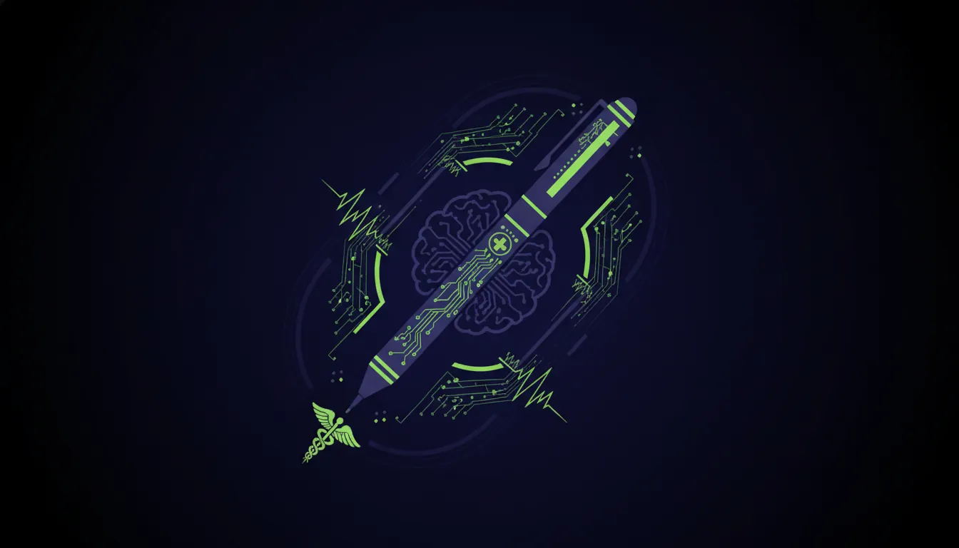 Stylized medical scribe tool silhouette