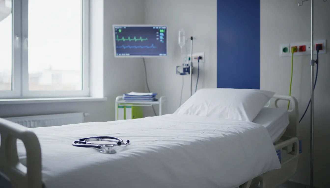 Hospital bed in a municipal healthcare setting