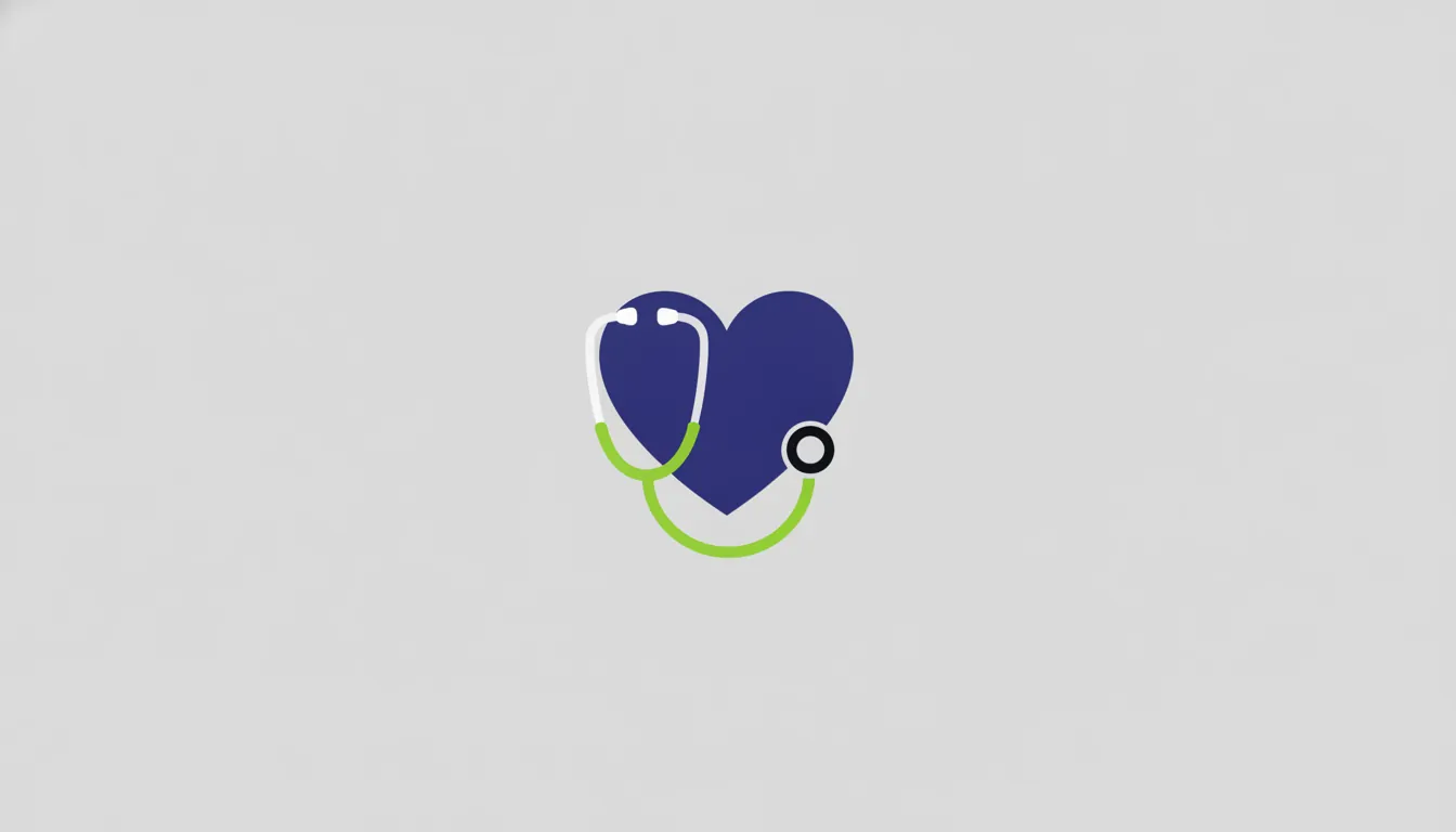 A heart silhouette with a stethoscope in a minimalist design.