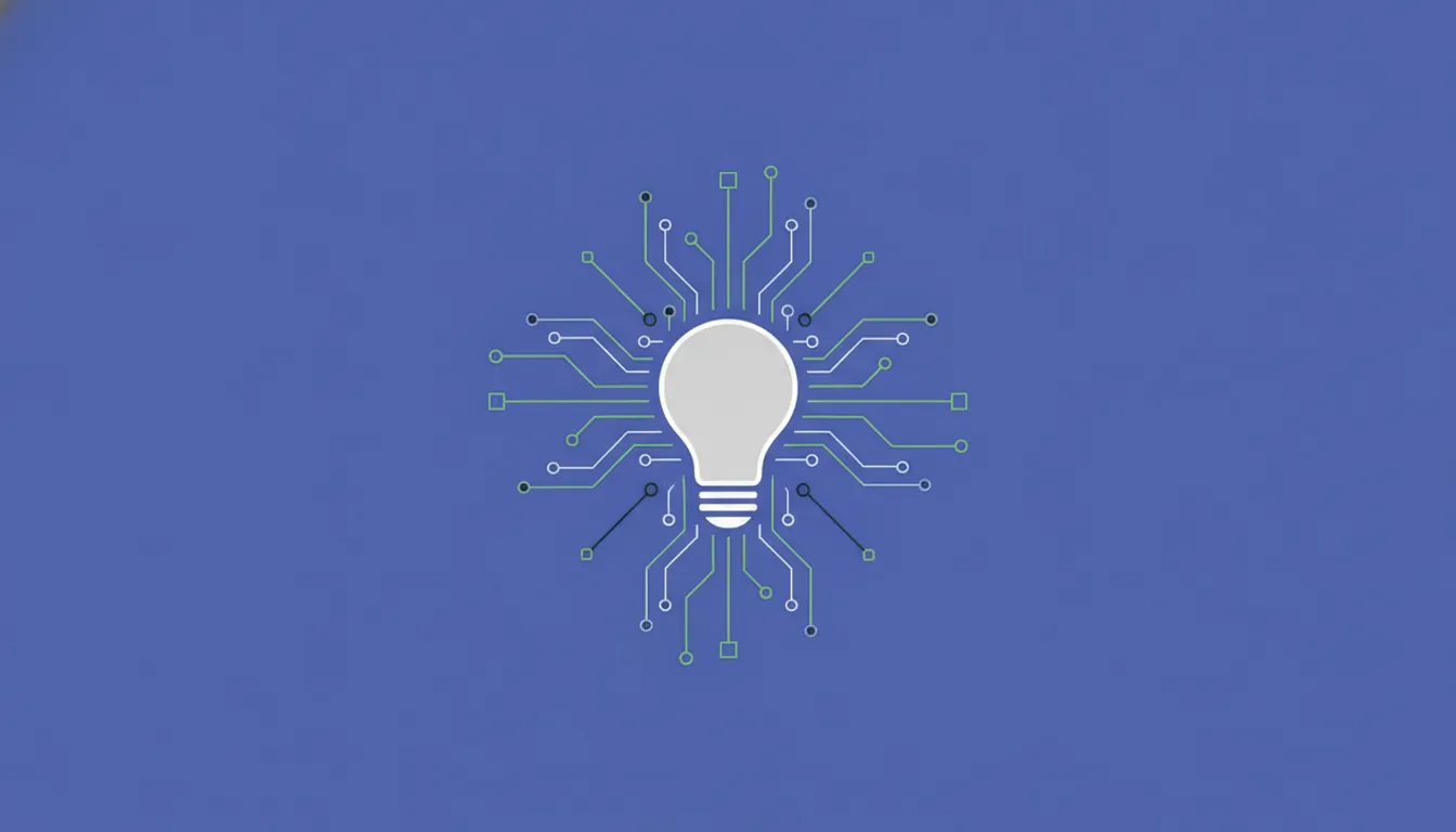 A minimalist illustration of a light bulb and circuit design representing digital innovation.