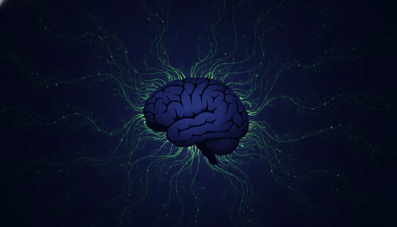 Minimalist illustration of a brain with neuron connections