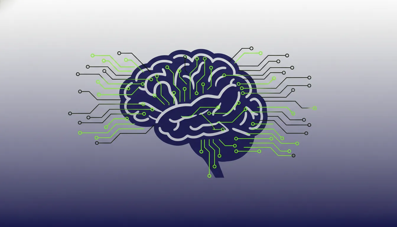 A minimalist illustration of a brain and circuit design representing AI in healthcare.