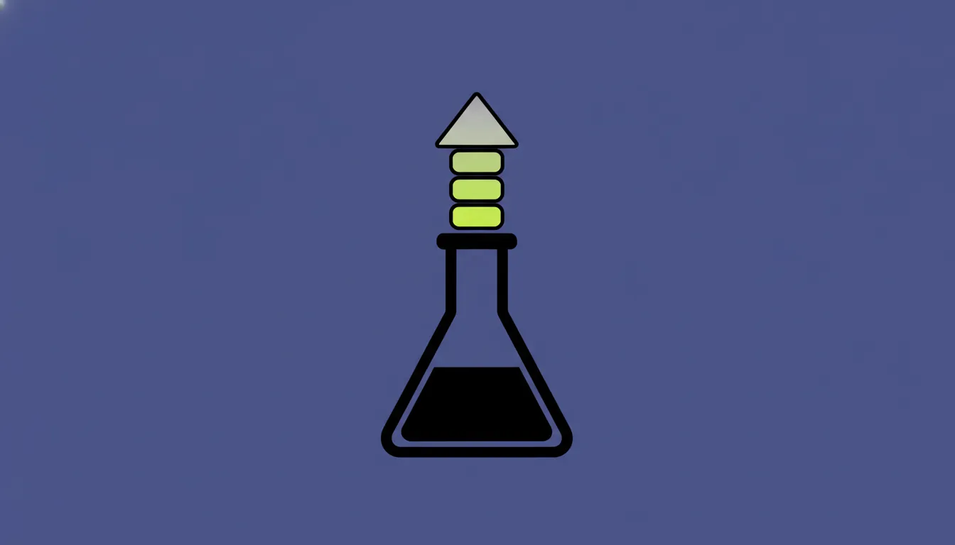 A chemical flask with an upward arrow representing growth in biotech jobs.