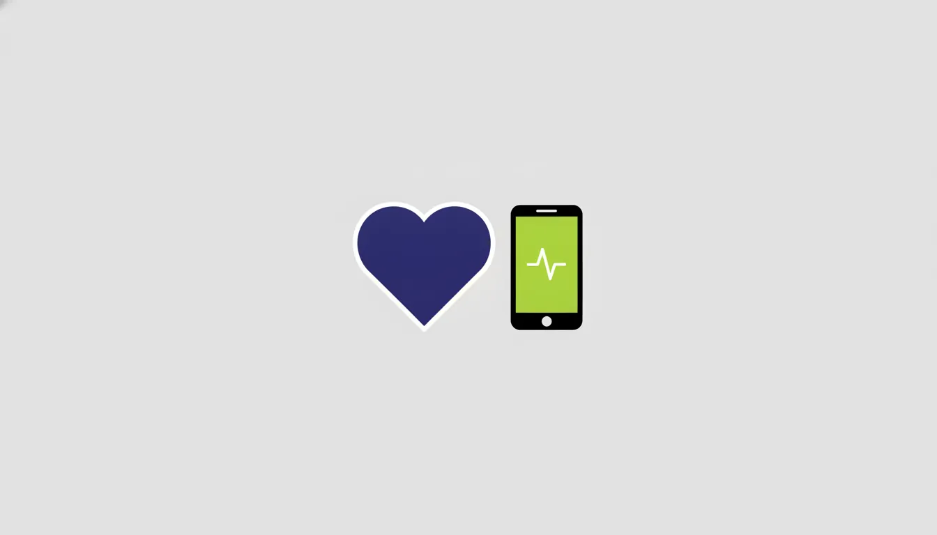 A minimalist heart and smartphone icon representing wellness and digital health.