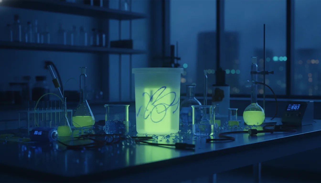 A biohazard waste container in a dimly lit lab setting, emphasizing the importance of safety in scientific research.