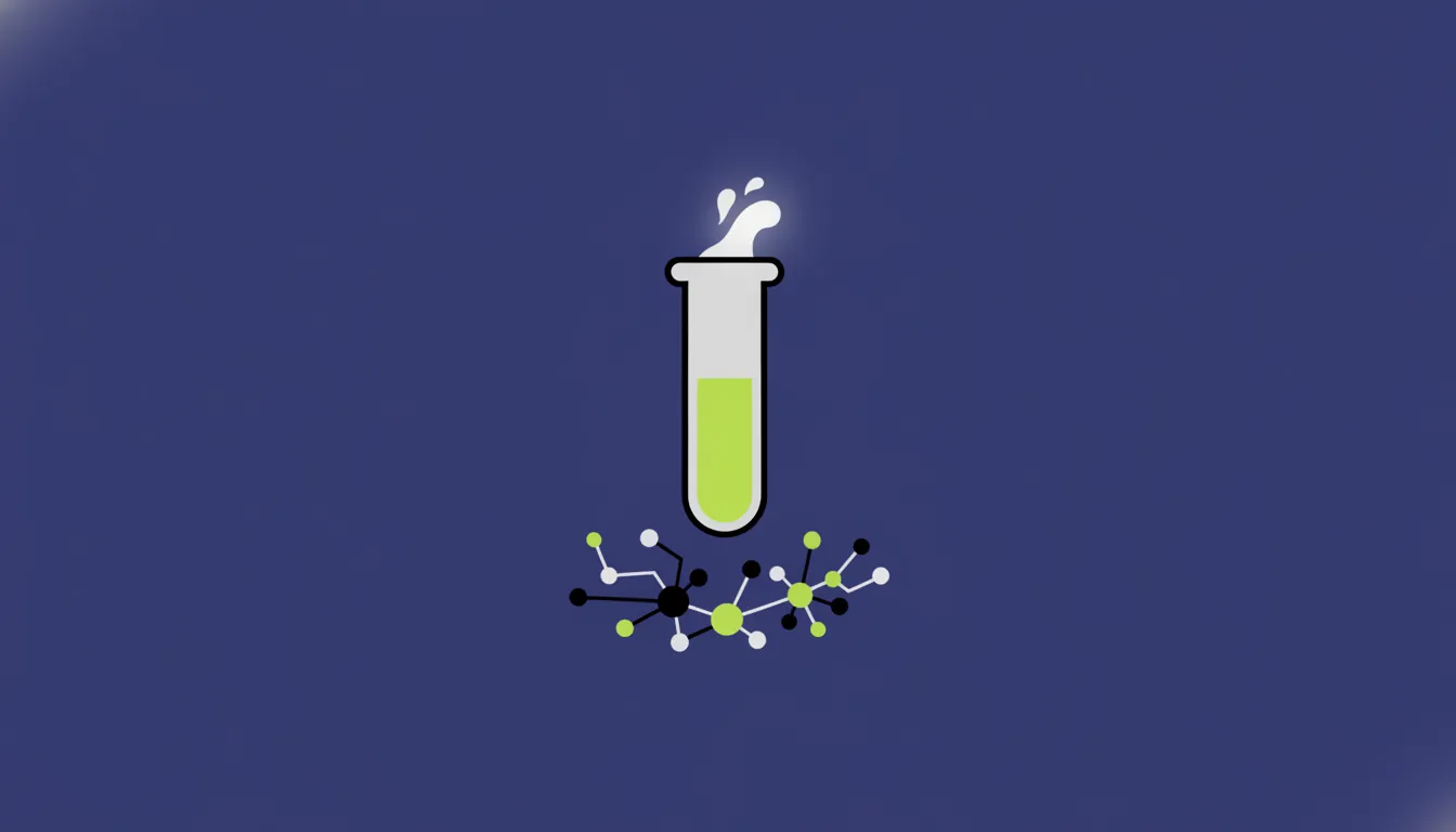 A minimalist illustration of a test tube representing drug discovery.