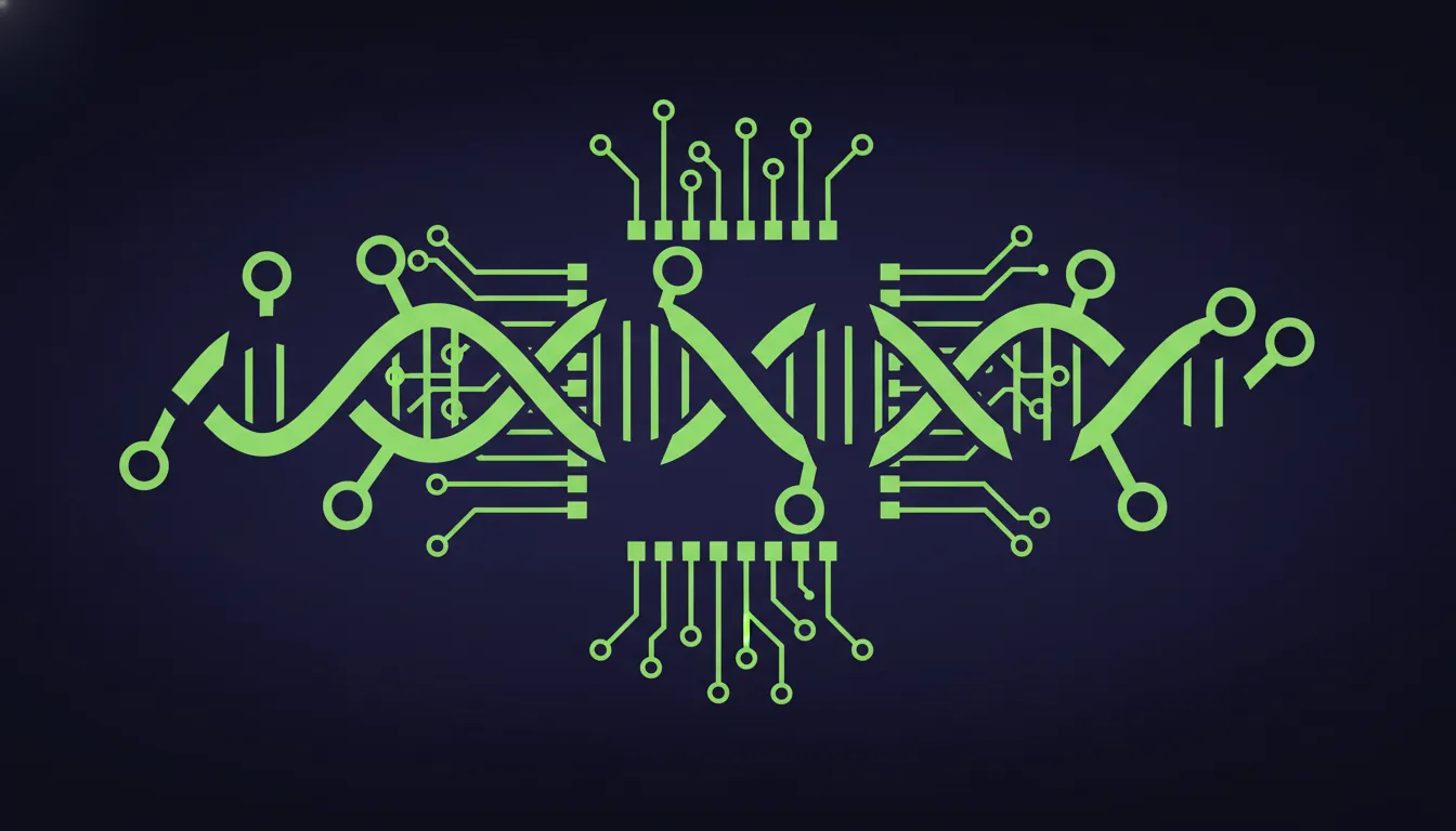 A minimalist representation of a molecule and a computer chip, symbolizing AI in drug discovery.