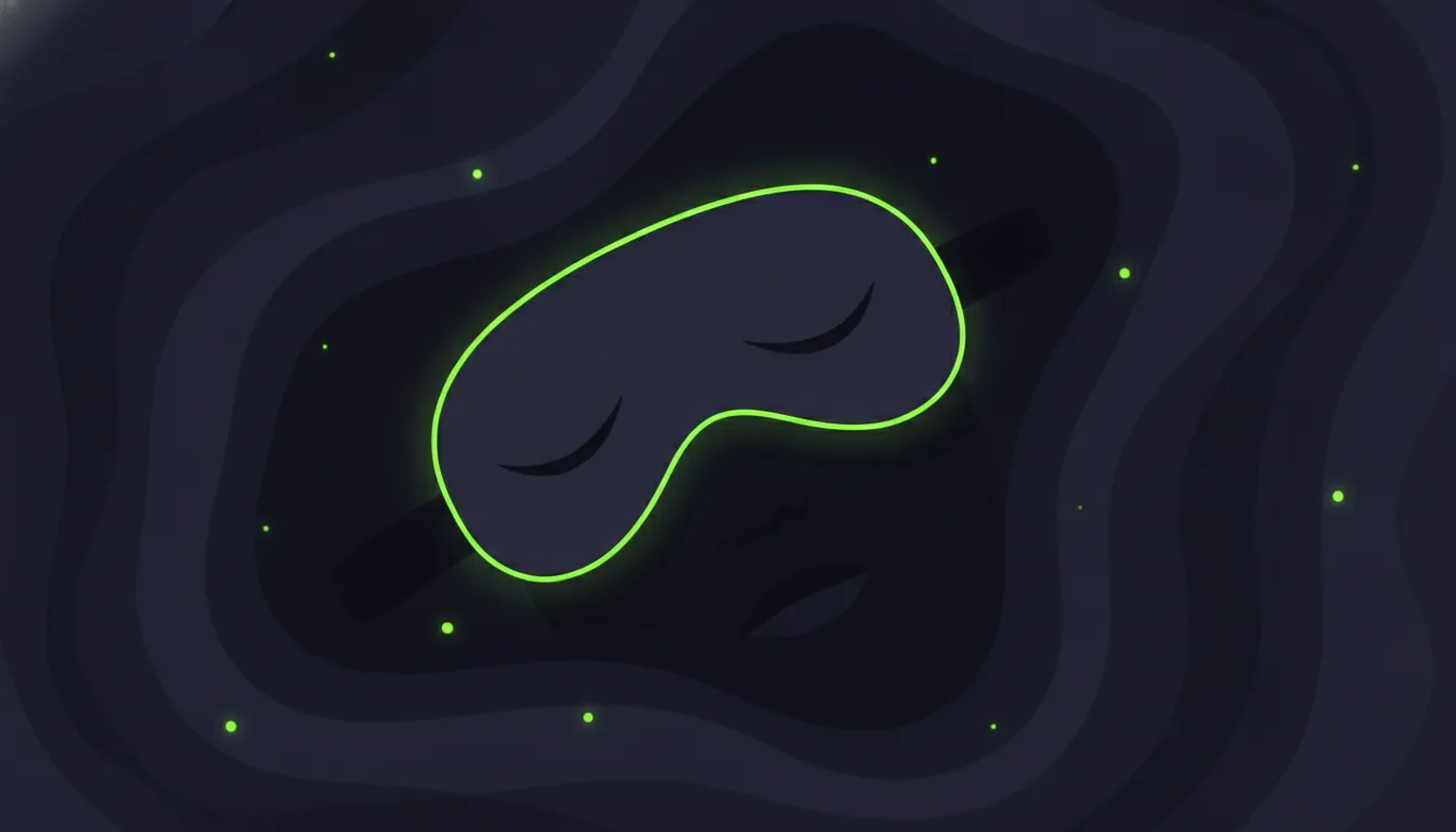 A minimalist illustration of a sleep mask over a sleeping figure, symbolizing sleep analytics.
