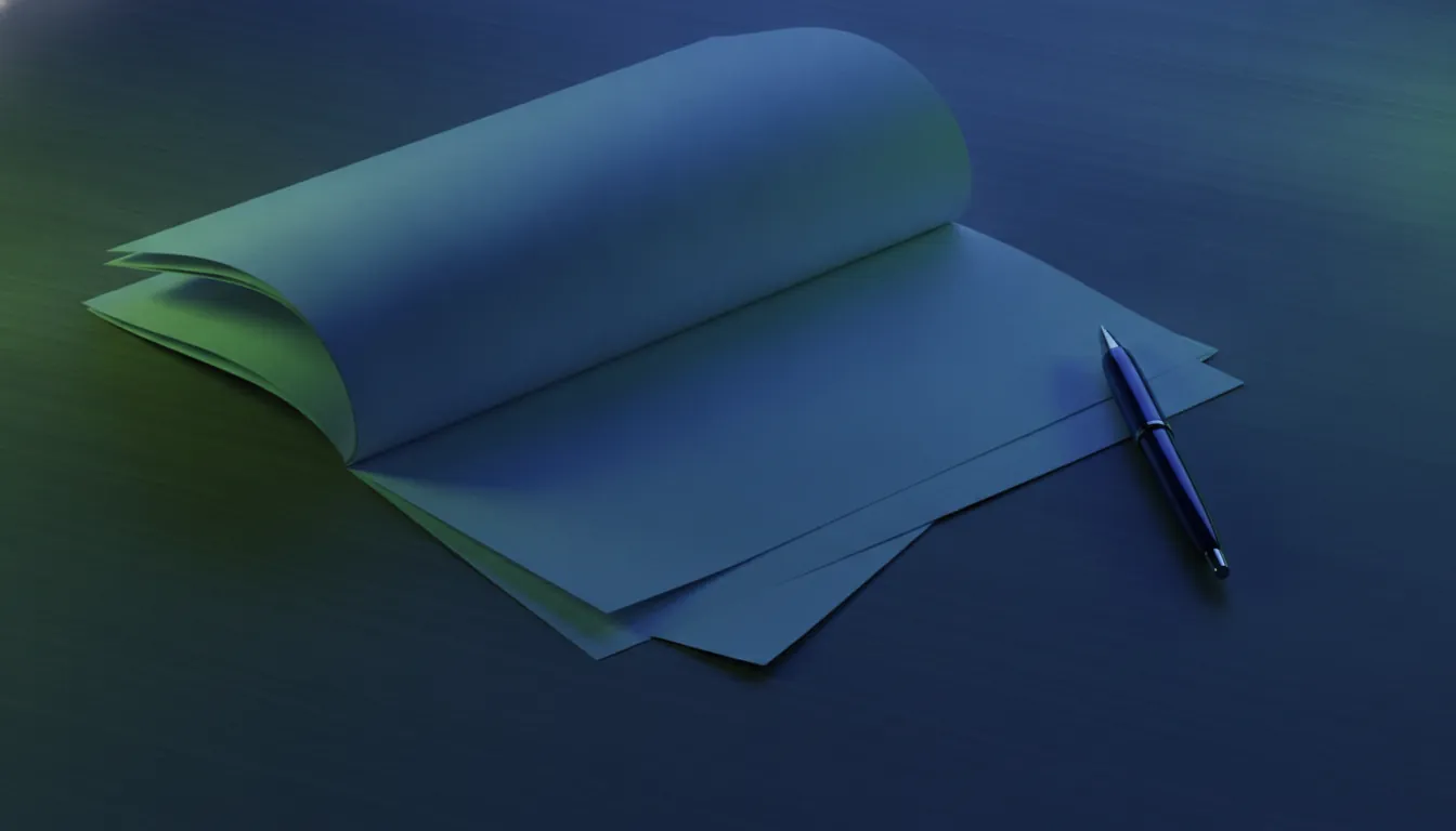A medical chart and pen on a wooden desk in a dimly lit office