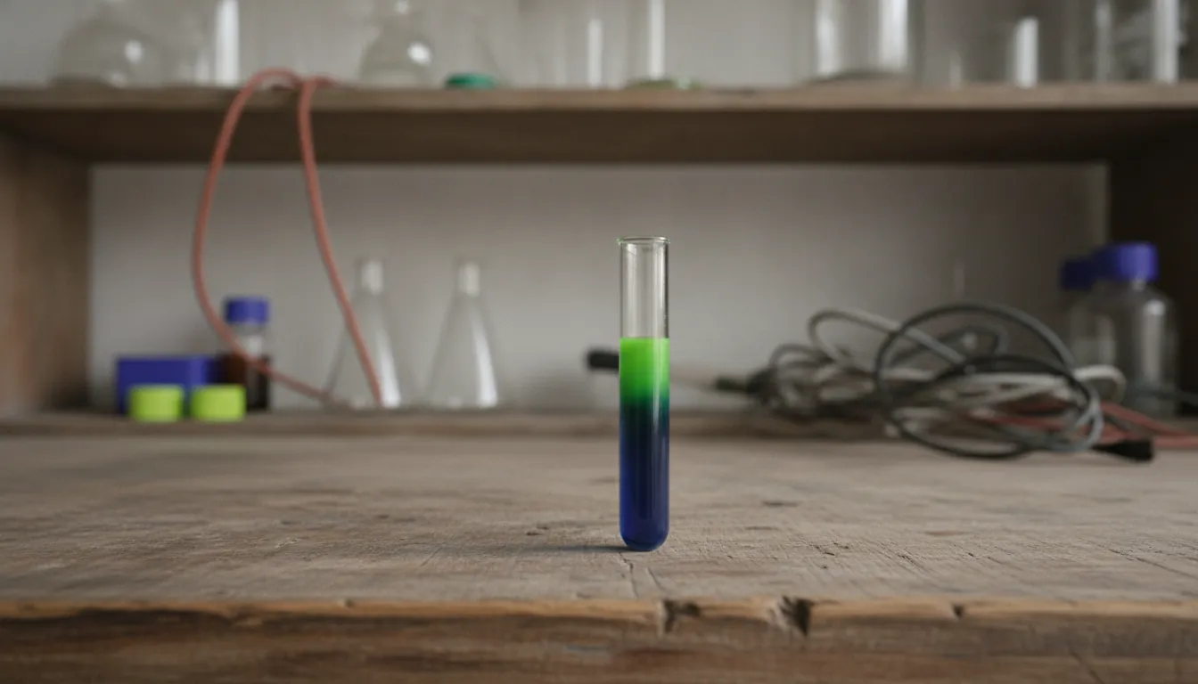 A test tube with antibody solution on a lab table