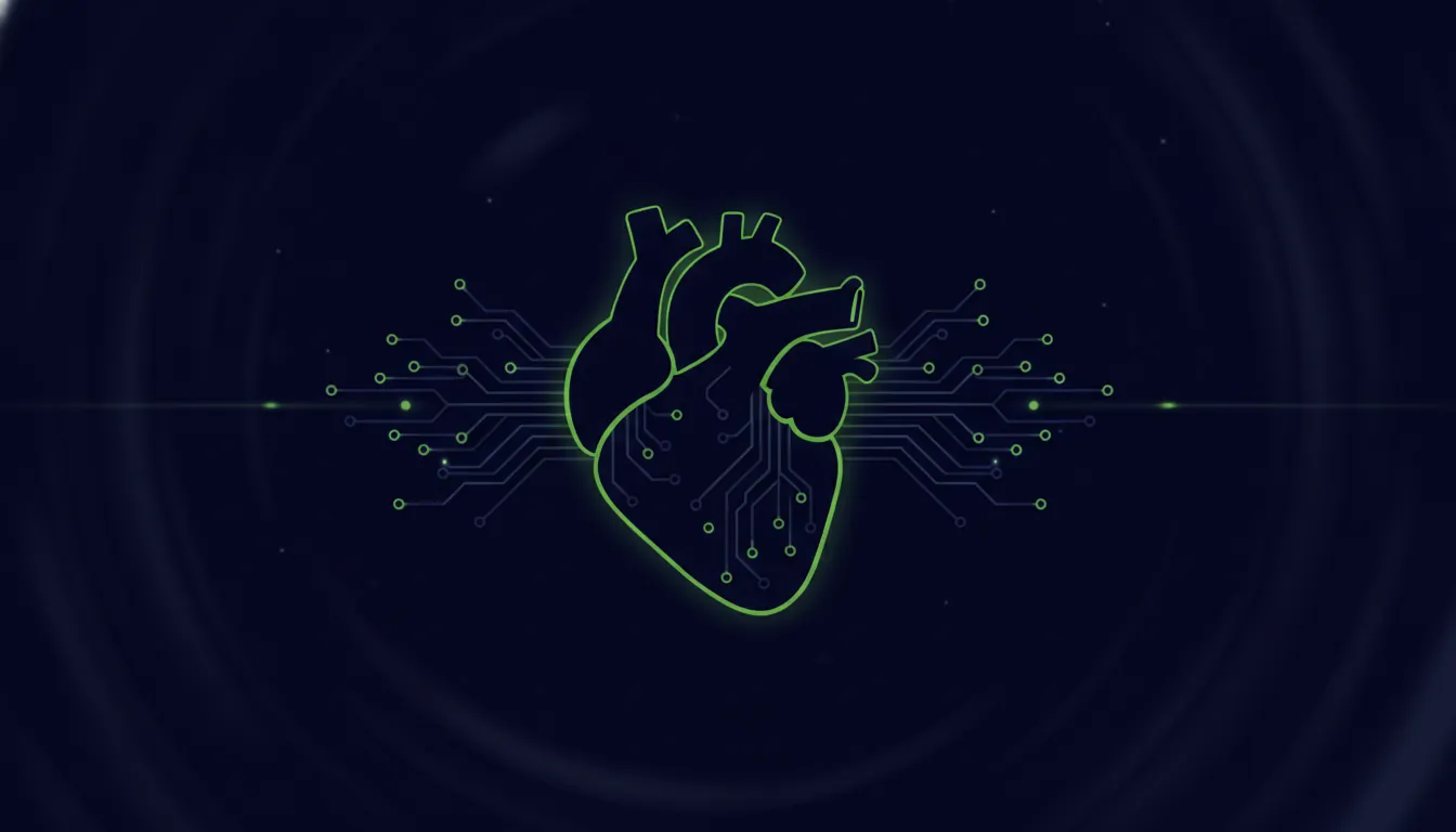 A heart symbol with digital circuits