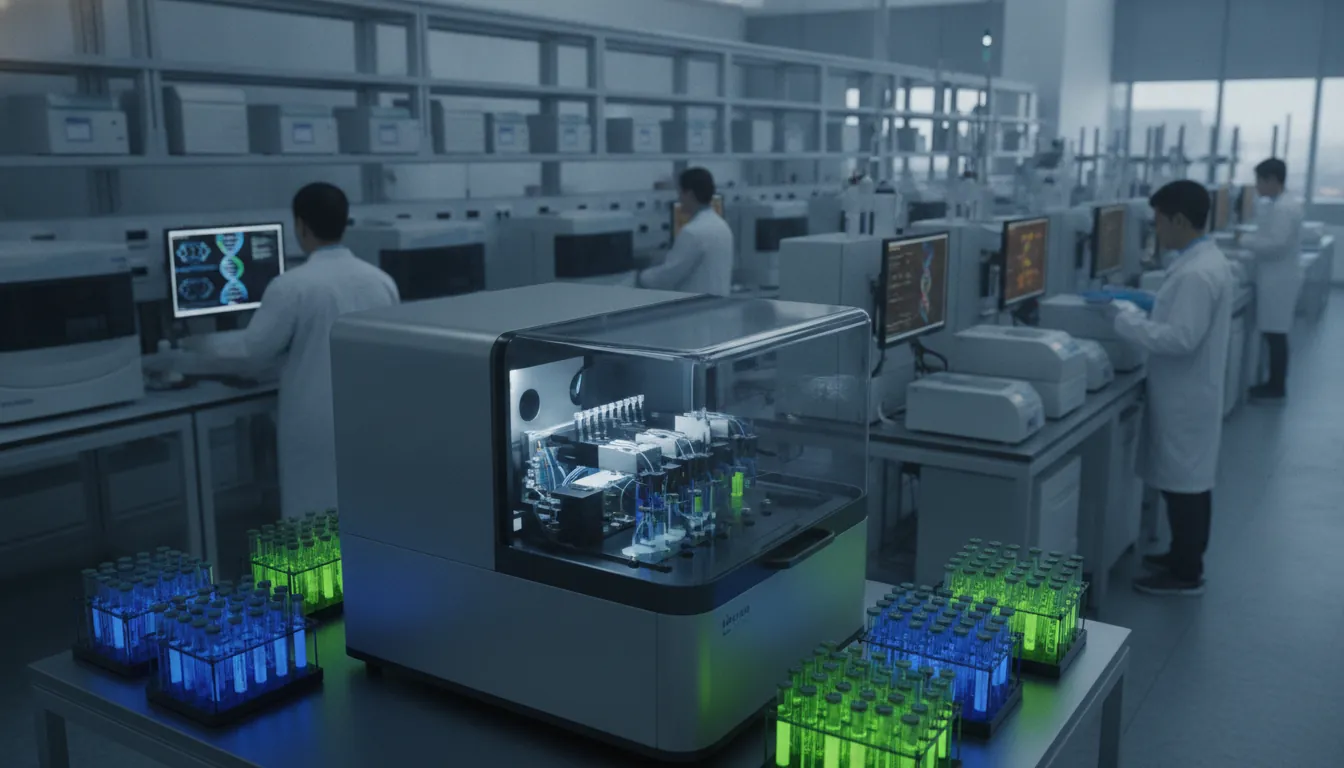Genomic sequencing machine in a laboratory