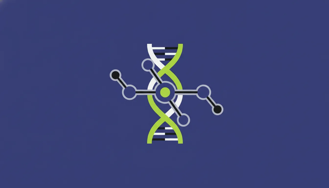 A minimalist illustration of a molecule and DNA strand for drug discovery.