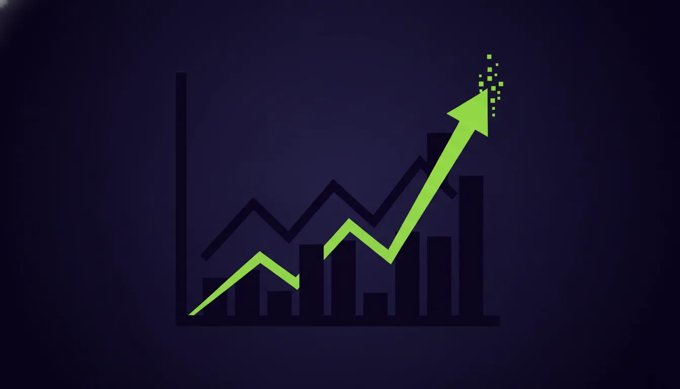 A minimalist representation of clinical data analysis with an upward arrow.