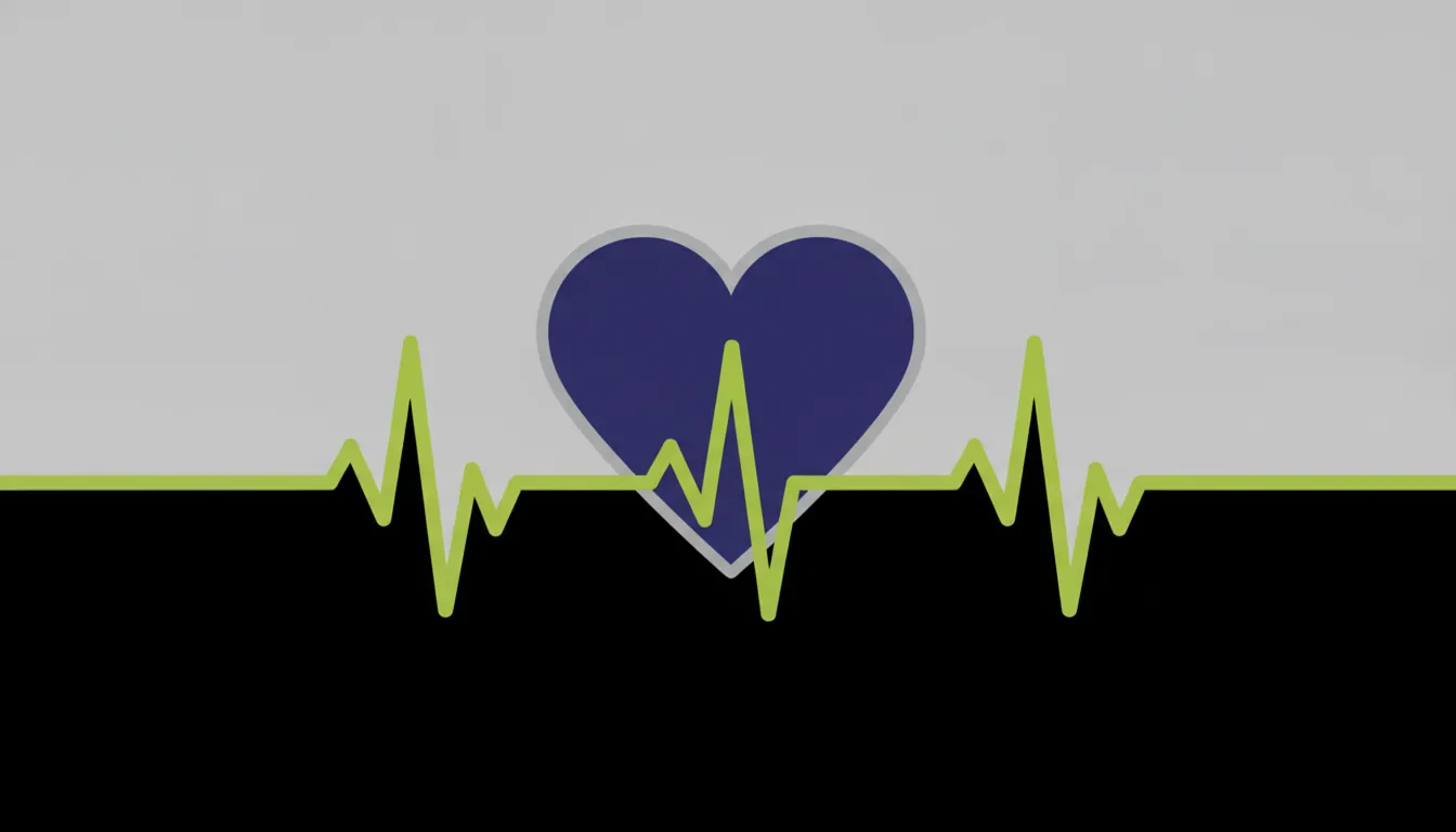 A minimalist illustration of a heart and echocardiogram waveform on a solid background.