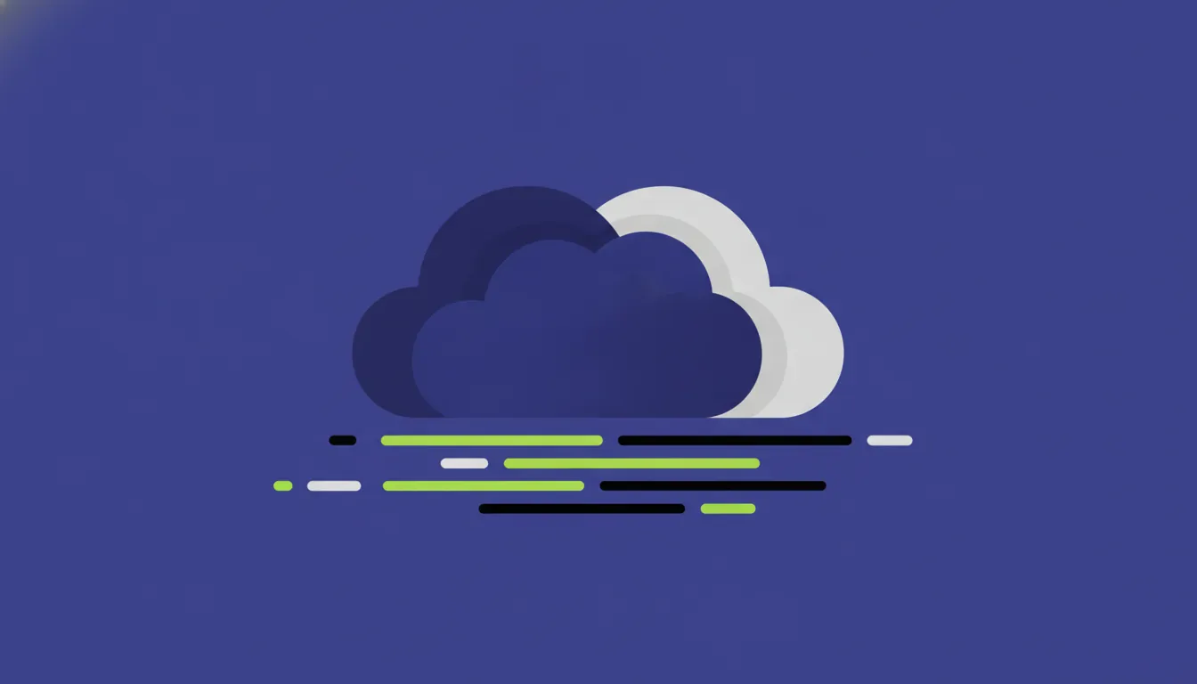 Flat illustration of a data cloud with lines representing data flow