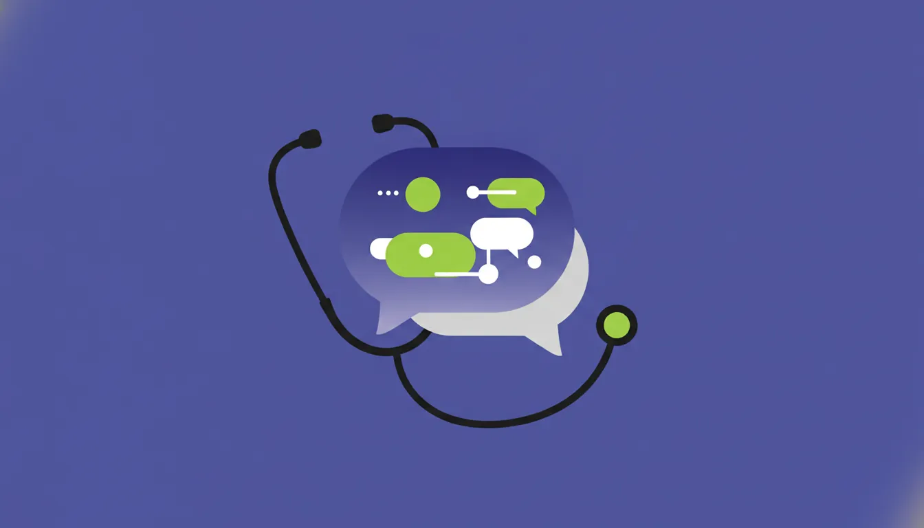 A minimalist illustration of a speech bubble and stethoscope representing NLP in healthcare.