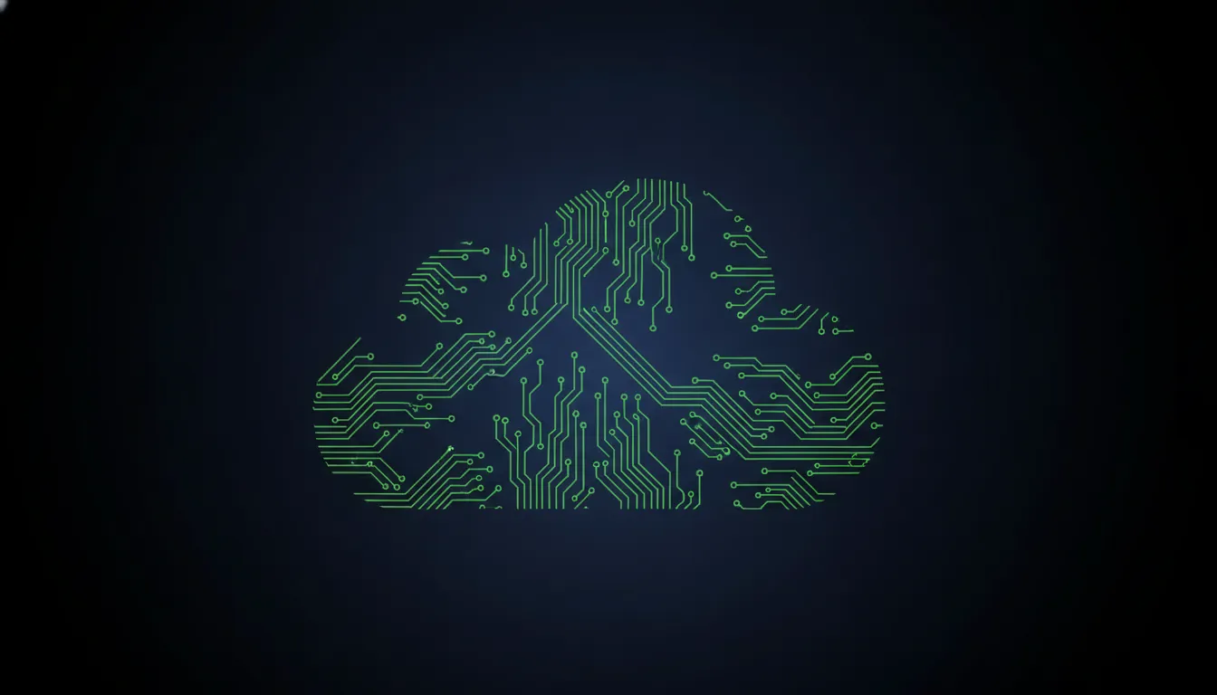 A minimalist illustration of a cloud with circuit patterns, representing cloud-native technology in life sciences.