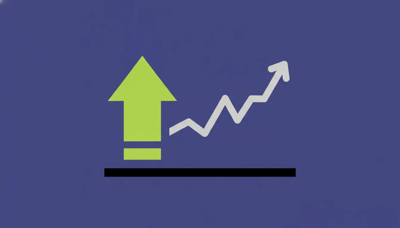 An upward arrow and stock chart silhouette representing stock market gains.