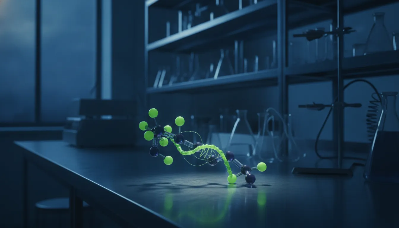 A T-cell engager on a lab bench in a dimly lit laboratory