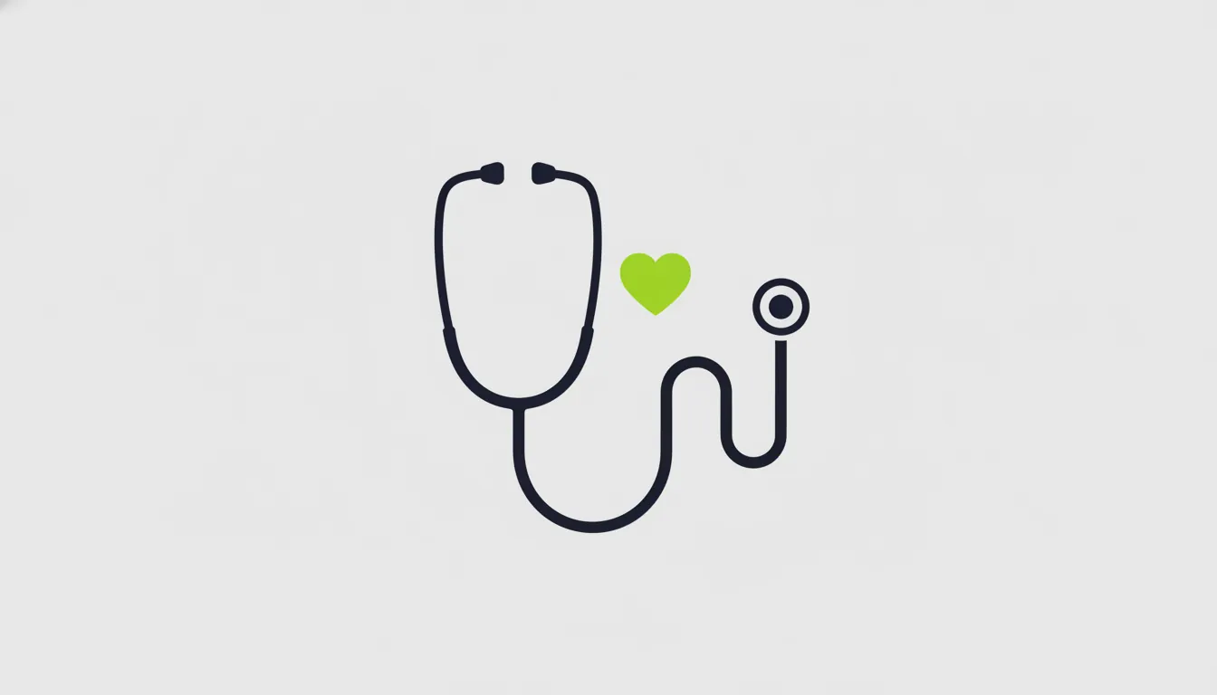 A minimalist illustration of a stethoscope and heart symbolizing healthcare leadership.