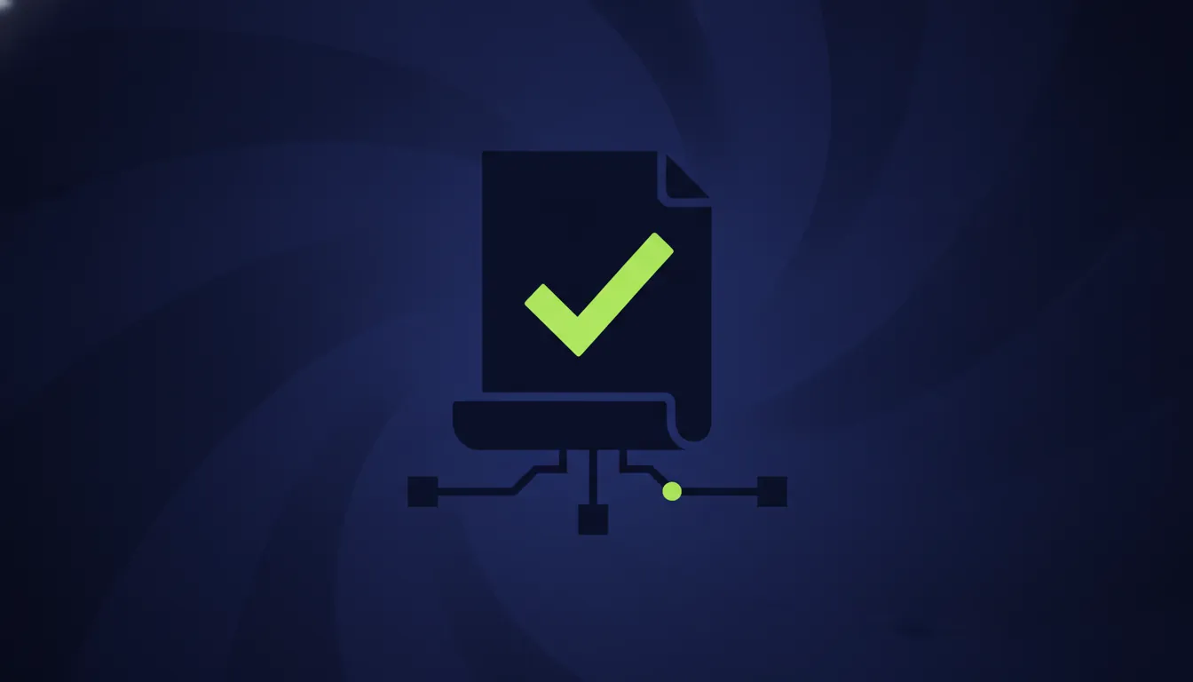 A minimalist representation of a document with a checkmark, symbolizing governance frameworks.