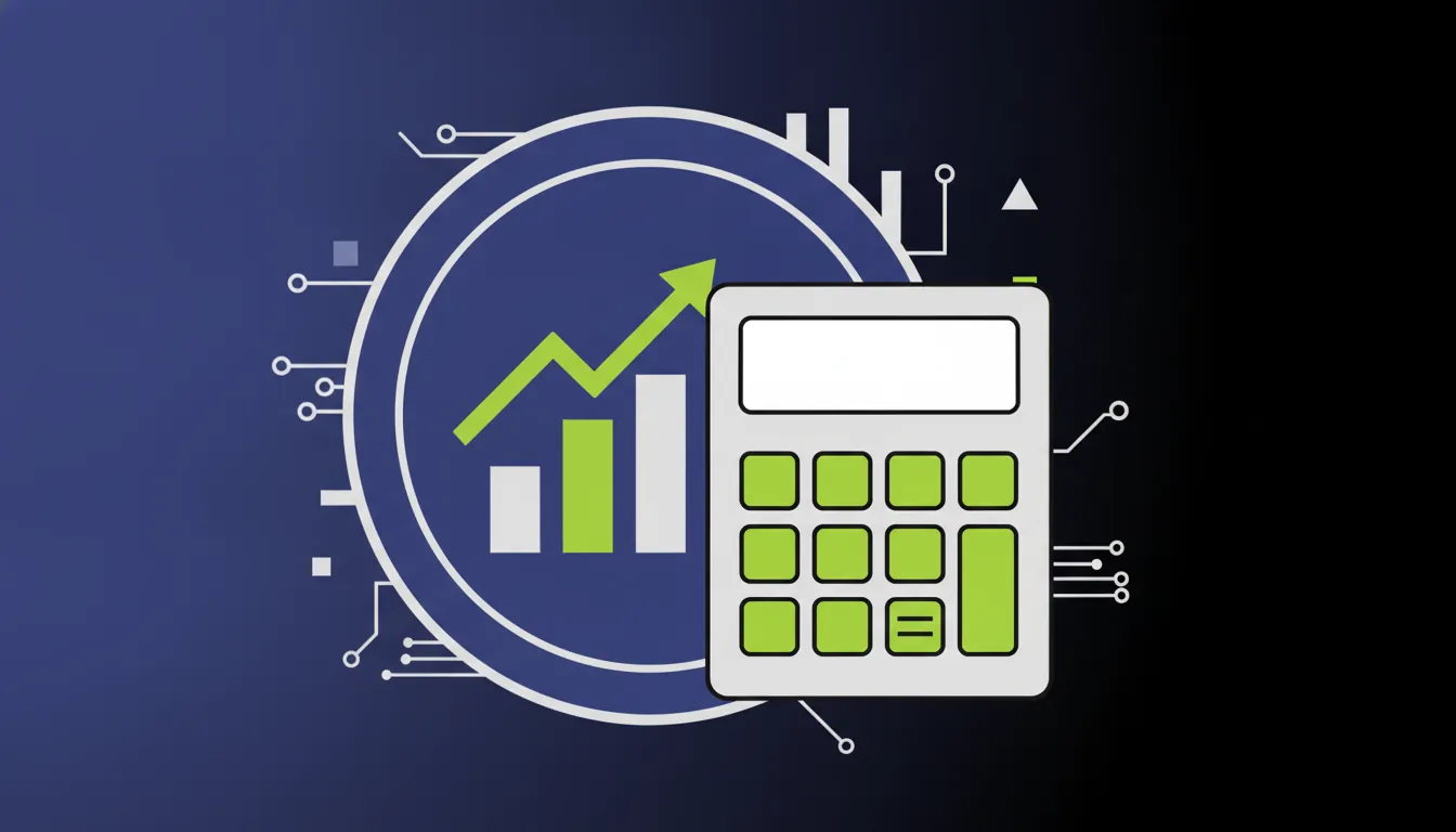 Flat design of a coin and calculator representing investment and analysis