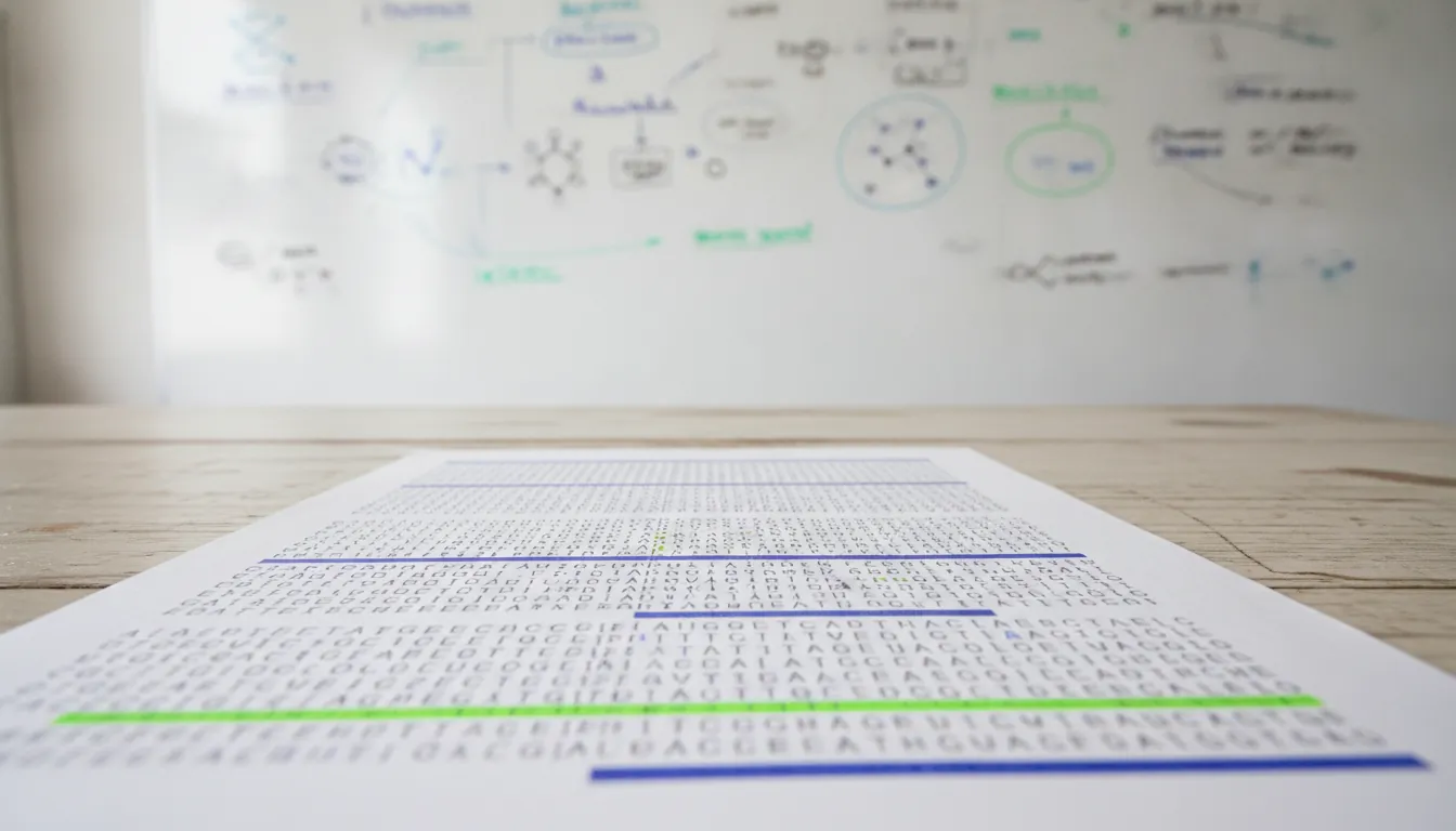 A genomic sequence on paper in a collaborative workspace