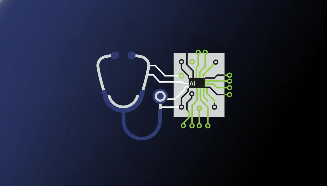 A minimalist illustration of a medical device and AI technology.