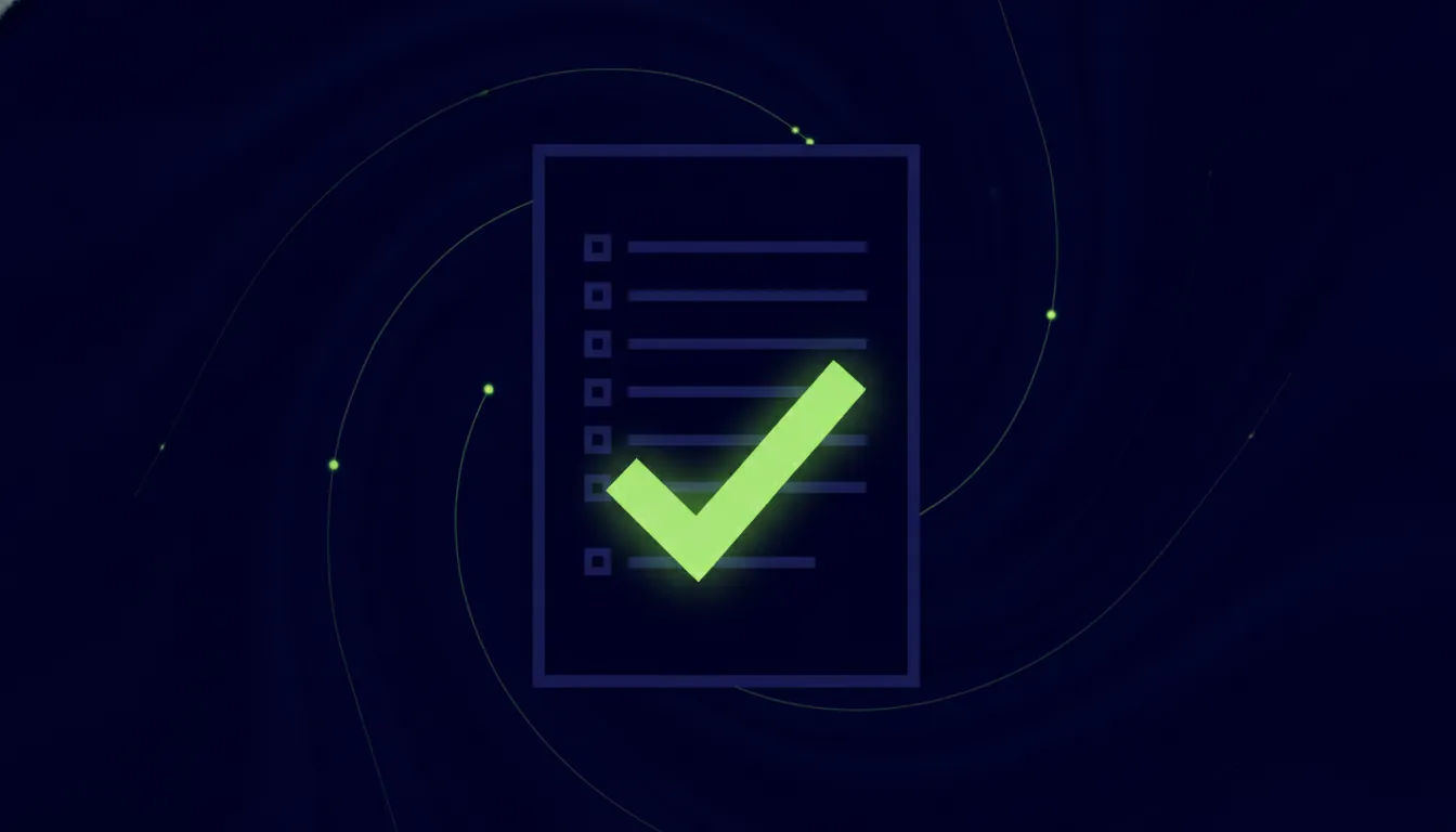 A minimalist representation of a data sheet with a checkmark, symbolizing data validation in clinical trials.
