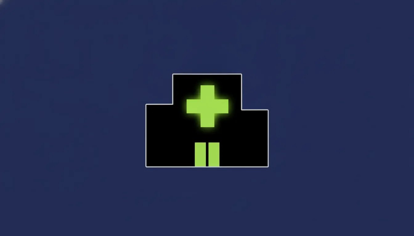 Silhouette of a hospital building with a cross symbol