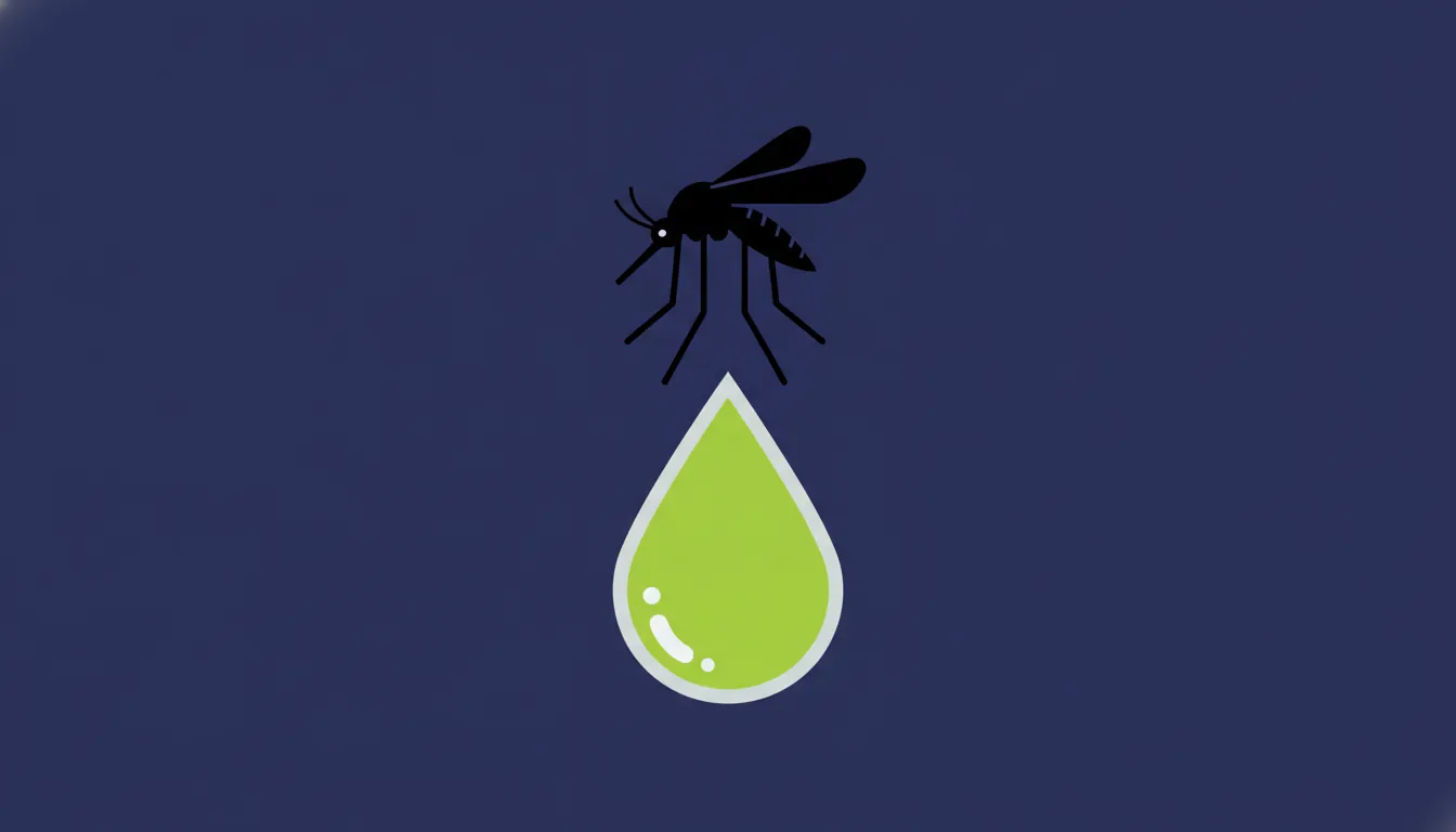 A minimalist illustration of a mosquito and a blood drop representing malaria diagnostics.