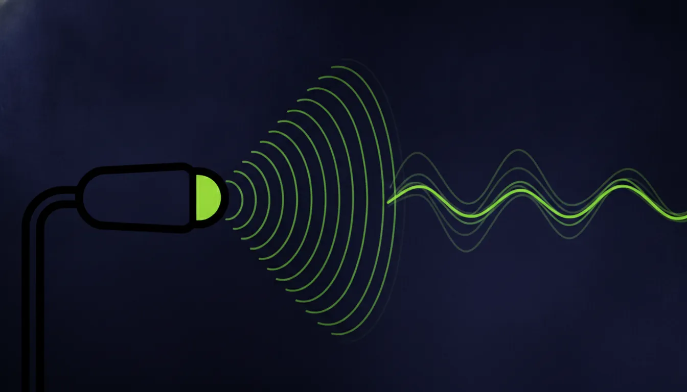 An abstract representation of an ultrasound device with sound waves