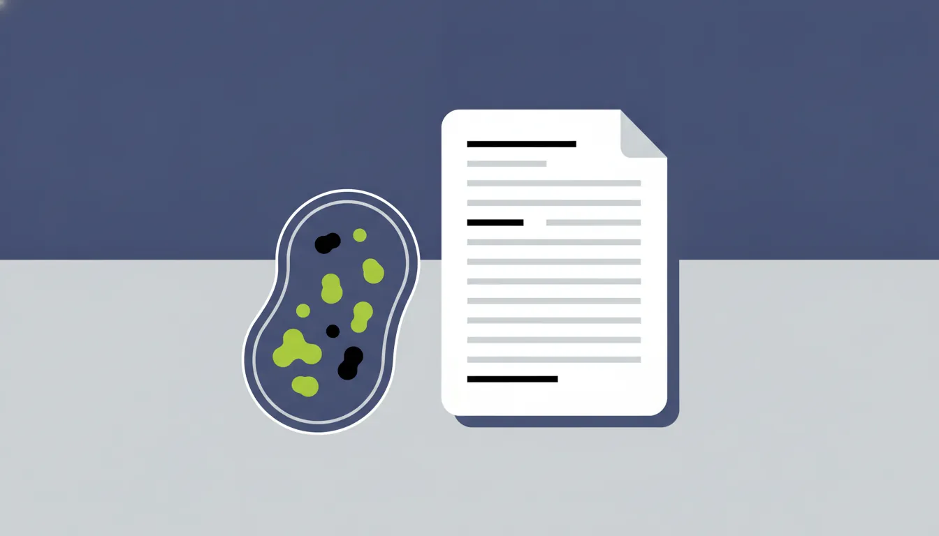 Flat illustration of a tissue sample and research paper in a minimalist style.