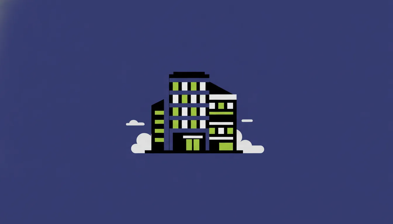 Minimalist illustration of an office building representing Dedalus's new headquarters.
