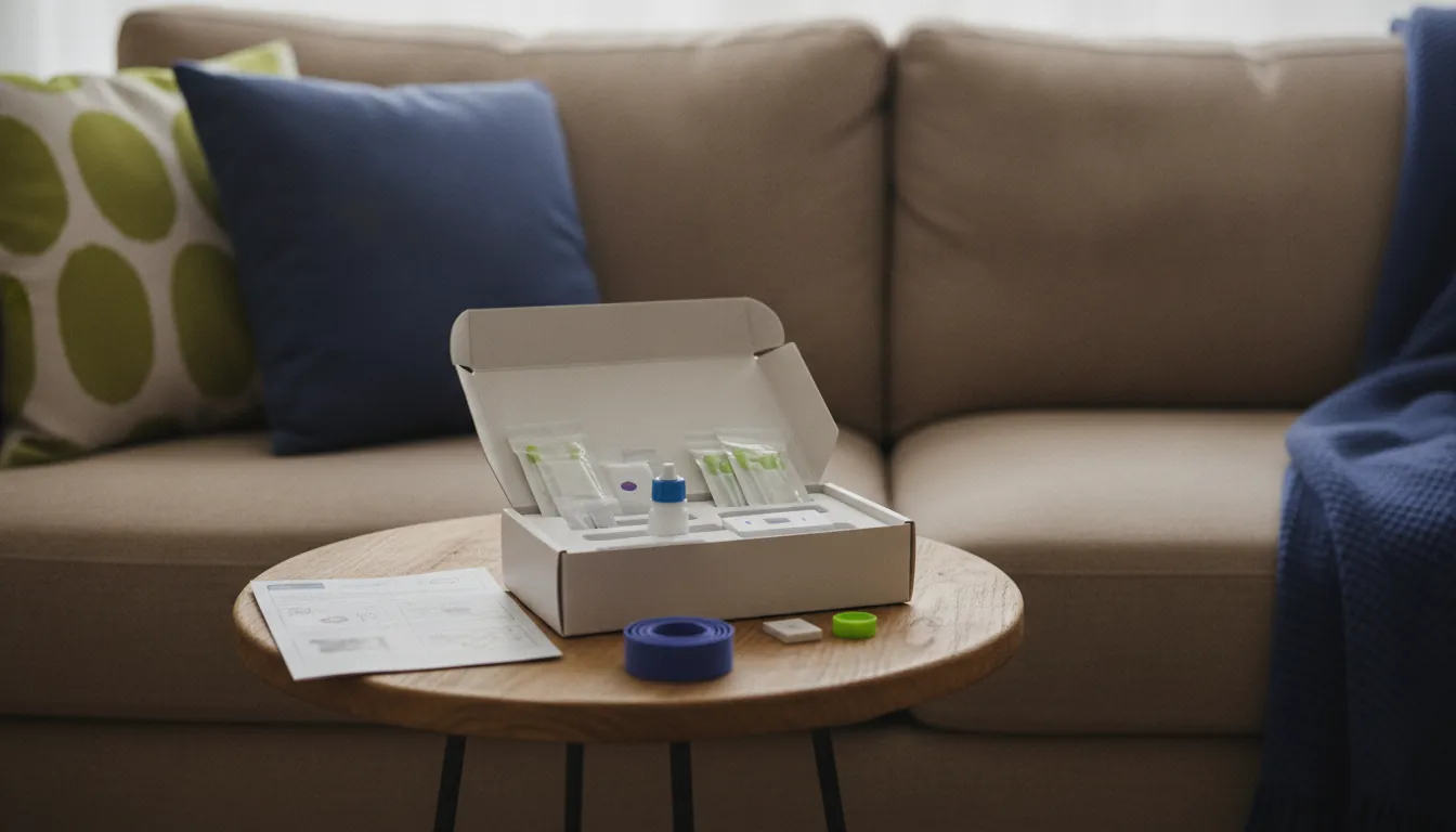 A diagnostic kit on a table in a cozy living room