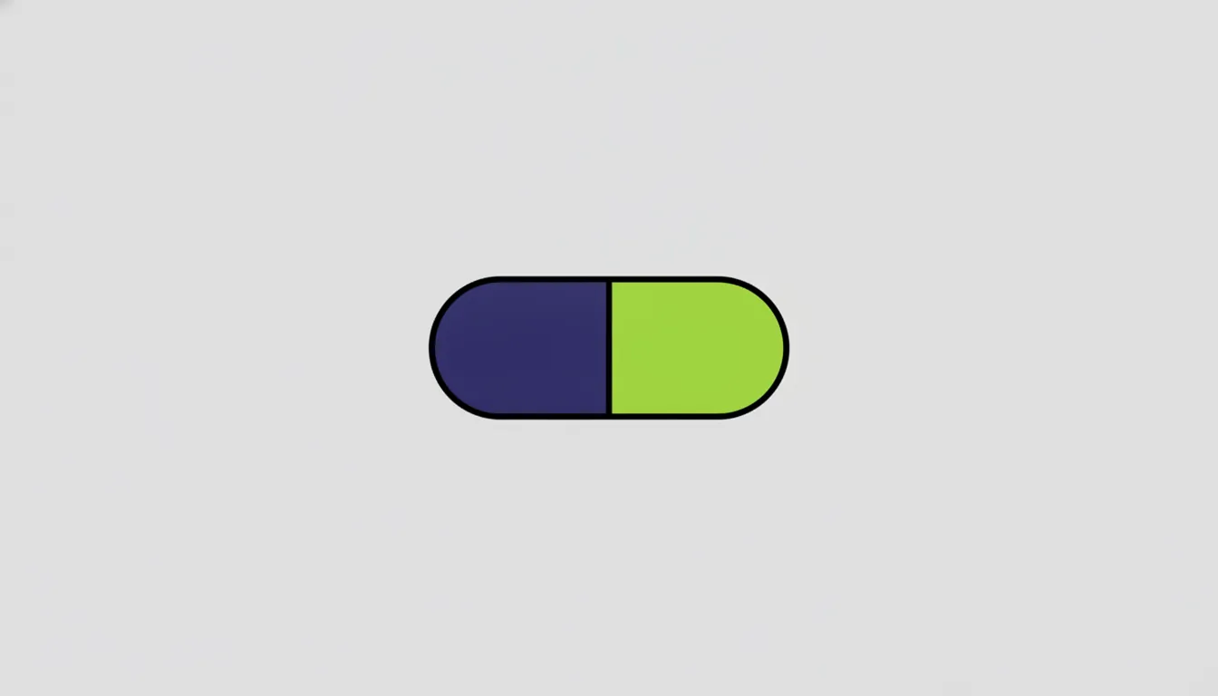A minimalist illustration of a pill capsule representing drug development.