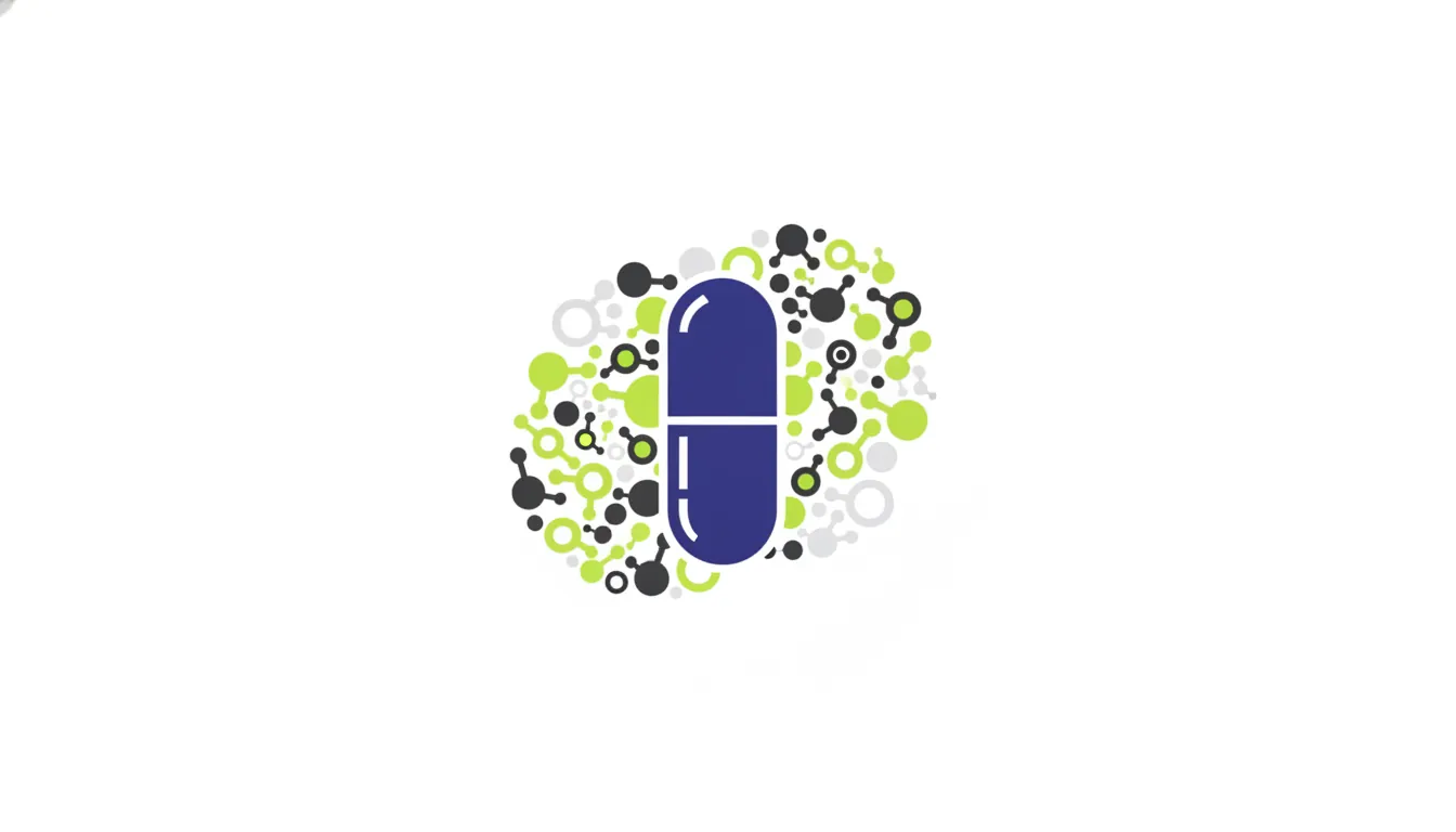 Probiotic capsule and gut microbiome illustration