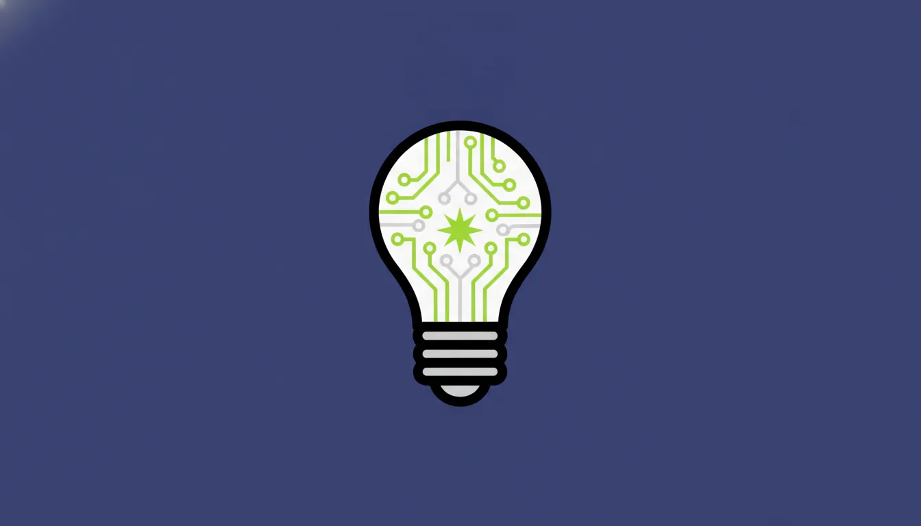 A minimalist illustration of a light bulb with a circuit board pattern, symbolizing innovation.