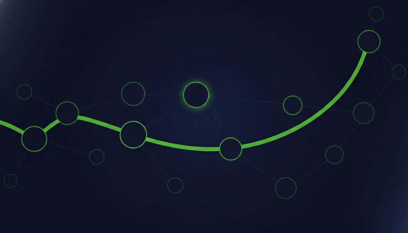 A minimalist illustration of a data network in a dark color scheme.
