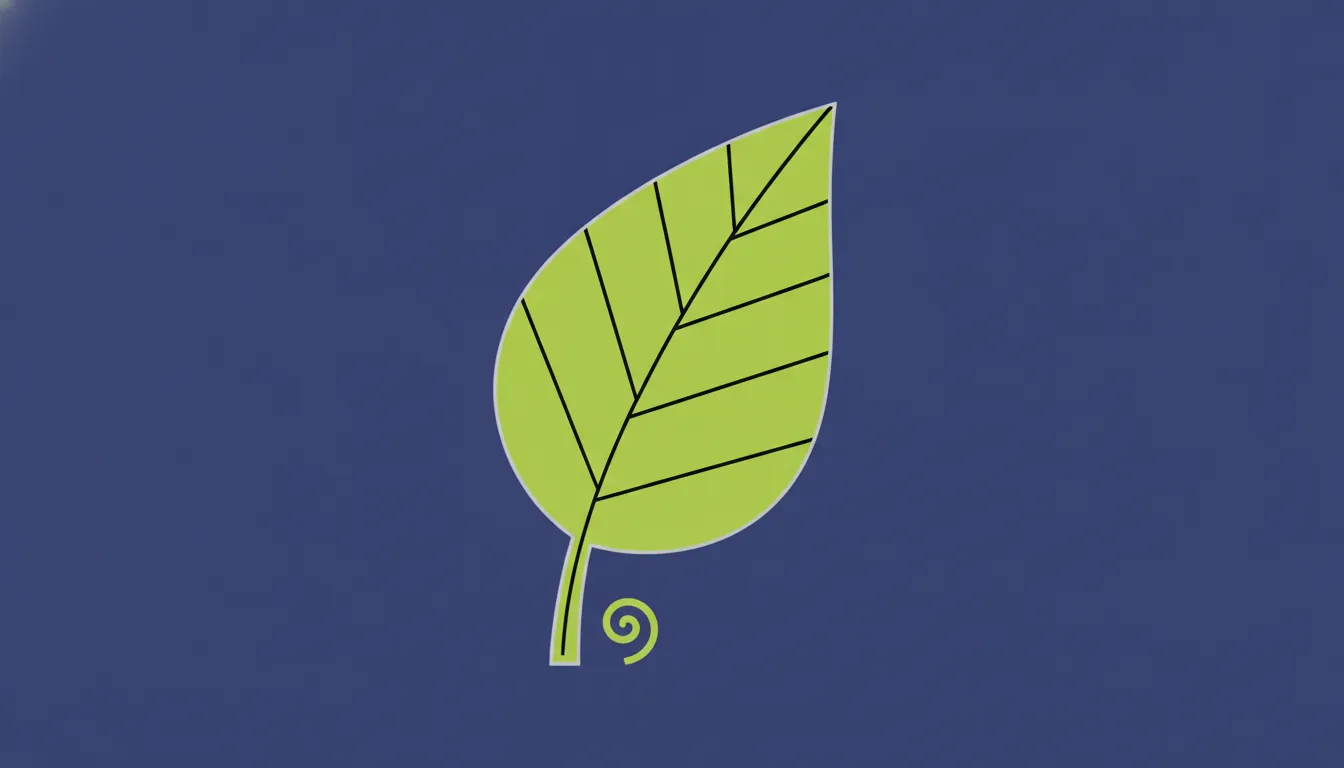 A minimalist illustration of a leaf symbolizing sustainable agriculture.