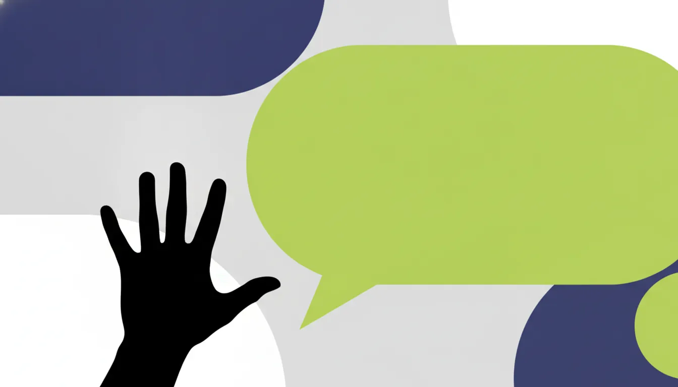 A speech bubble and hand symbolizing patient voices in healthcare.