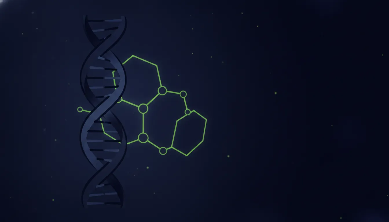 A minimalist illustration of DNA and molecular structure representing cancer research.