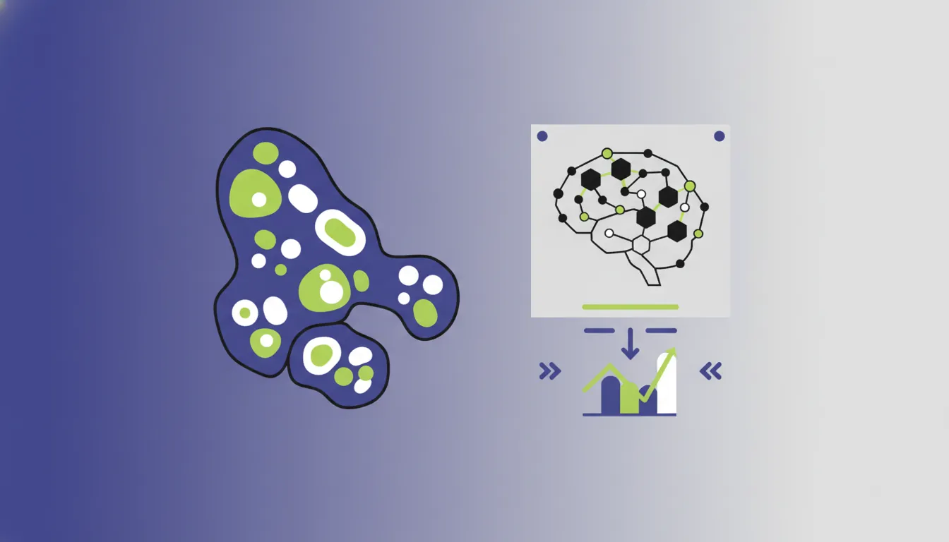 Flat illustration of a tissue sample and AI tool