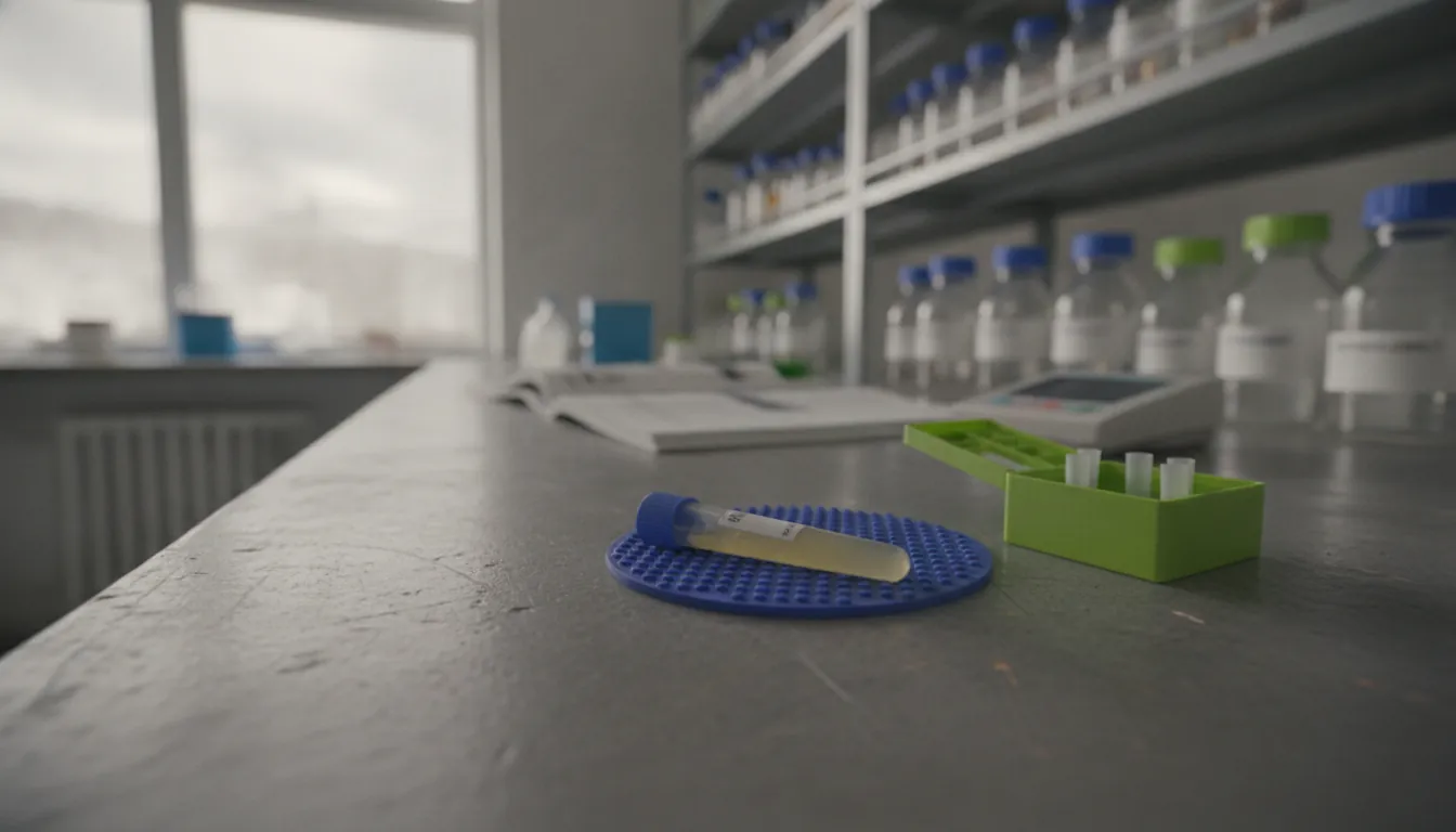 A microcentrifuge tube with a biological sample in a lab setting